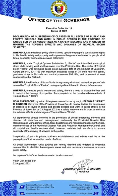 Executive Order No. 18, Series of 2022: AN ORDER .